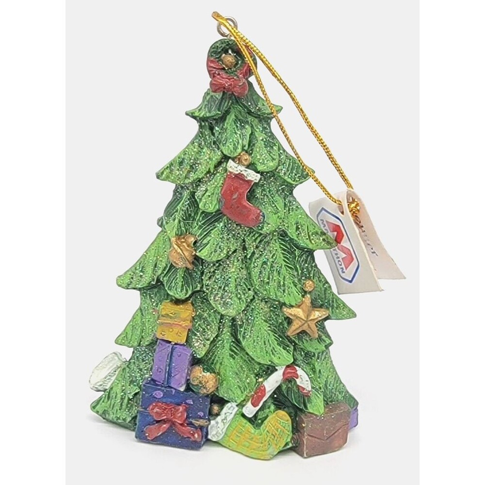 Christmas Tree Glitter Ornament Marathon 2001 Resin Presents Holiday Decorations